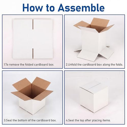CRUGLA 50 Pack 4x4x4 Shipping Boxes, Small White Mailing Boxes - size: 4x4x4 Inch 50 Pack
