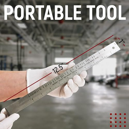 Garage Door Torsion Spring Wire Measuring Tool, .125-.625 Steel Gauge