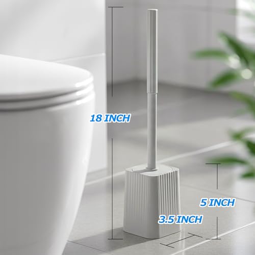 FORASTO 2Pack Toilet Bowl Brush and Holder Set - Restroom Cleaning Supplies - color: Light Gray, size: 2PACK