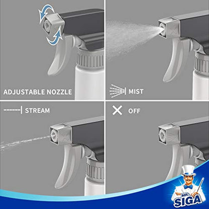 MR.SIGA 16 oz Empty Plastic Spray Bottles for Cleaning Solutions, Heavy Duty Household Reusable Spray Bottles with Measurements and Adjustable Leak Proof Nozzle, 9 Pack - size: 470ml, 9 Pack