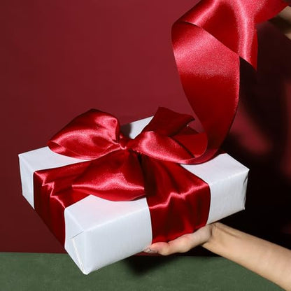 LaRibbons Red Satin Ribbon 3 Inch x 10 Yards Double Faced - color: Burgundy, size: 3" x 10 Yards
