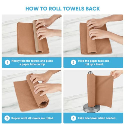 AIDEA Microfiber Cleaning Cloth Roll-75PK, Paper Towels 11.5"×11.5", Brown - color: Coffee