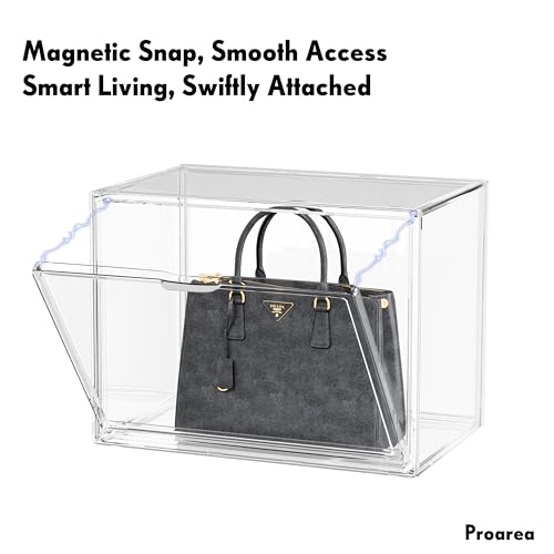 5 Pack Purse Organizer for Closet Acrylic Display Cases Clear Storage Boxes