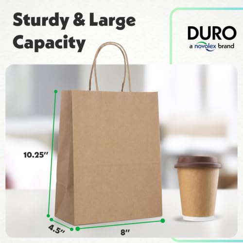 DURO 87097 60# Brown Retail Bags with Handles, 8 x 4.5 x 10.25 In, 50 Ct - size: 50 Count (Pack of 1)