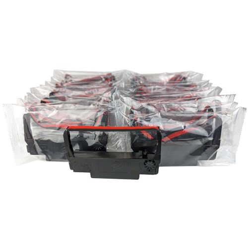 Black and Red Ink Printer Ribbon for Toast TKP300 Kitchen Printer - Compatible with TKP300 (Epson TM-U220, M300 Impact Printers) - ERC-30/34/38 Black/Red - 24 Ink Ribbons