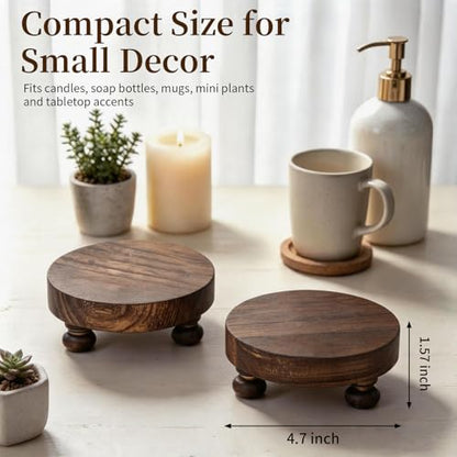 Romadedi Farmhouse Wood Riser for Display, Brown, 2 pcs - color: Brown, size: 2 PCS