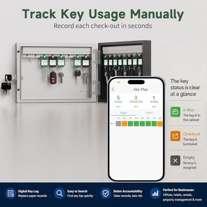 16 Key Lock Box Smart Key Organier Cabinet with Keypad & App for Office - size: 2.3inx11.3inx8.3in