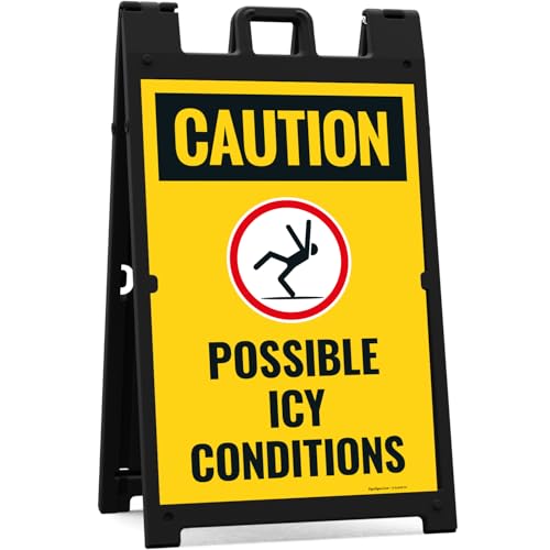 Caution Possible Ice Conditions Sign Kit, - size: 24x36 Inches, style: A-frame + 2 Panel Kit