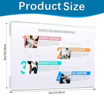4X6 Inch Clear Acrylic Sign Holder – Reusable Adhesive & Magnetic Strip Included – Peel & Stick Wall/Tabletop Display for Menus, Labels, Signage (10 Pack) - size: 4X6