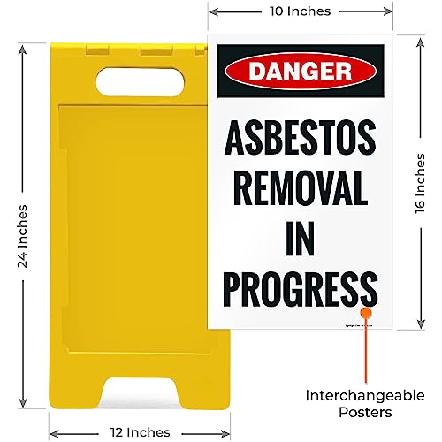 OSHA Danger Asbestos Removal in Progress Sidewalk Sign Kit, - size: 10x16 Inches, style: A-frame + 2 Panel Kit