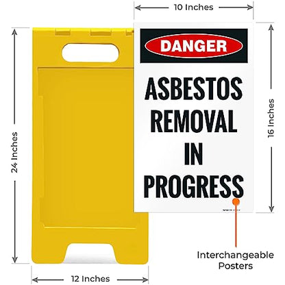 OSHA Danger Asbestos Removal in Progress Sidewalk Sign Kit, - size: 10x16 Inches, style: A-frame + 2 Panel Kit