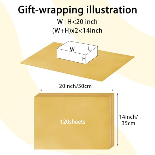 120 Sheets 14 x 20 Inch Gold Tissue Paper for Gift Bag Wrapping - color: Gold