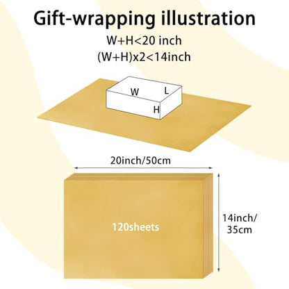 120 Sheets 14 x 20 Inch Gold Tissue Paper for Gift Bag Wrapping - color: Gold