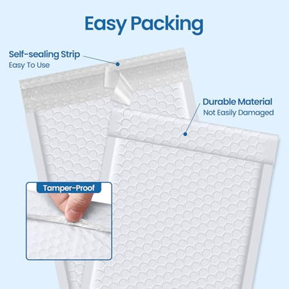Metronic White Bubble Mailers 6x10 Inch 100 Pack Self-Seal Padded Envelopes - color: White, size: 6x10" 100 pc
