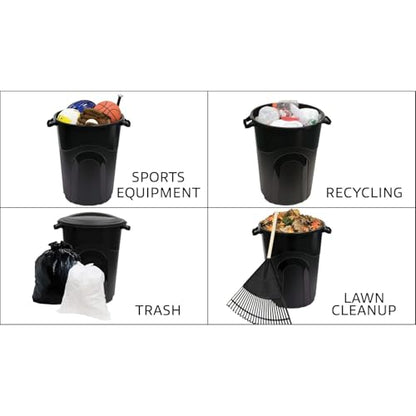 32 Gallon Trash can, Outdoor Garbage can with Handles & Click Lock Lid, Indoor or Outdoor Durable