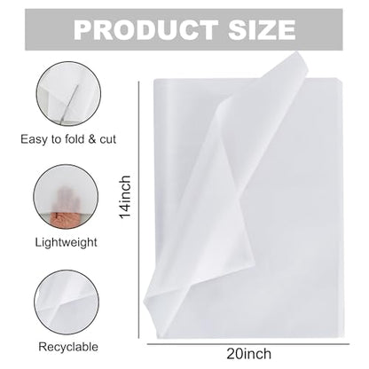 BEISHIDA 100 Sheets White Tissue Paper Bulk for Gift Wrapping and Gift Bags - color: white