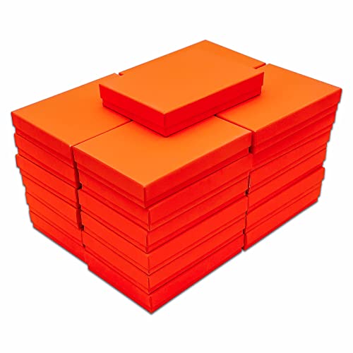 TheDisplayGuys 25 Cardboard Gift Jewelry Boxes w/Paddings #53-5.4x3.9x1 - color: Neon Orange