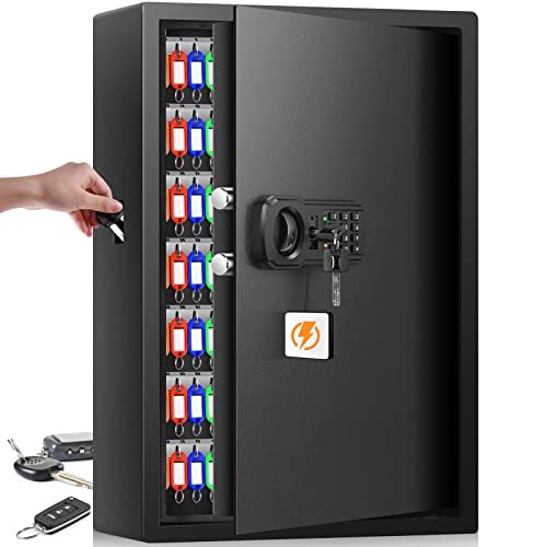 144 Keys Anti-Theft Fireproof Key Cabinet Wall Mount with Combination Lock