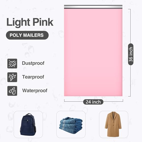UCGOU Extra Large Poly Mailers 24x36 Inch Light Pink 50 Pack Shipping Bags - size: 24x36" 50PC