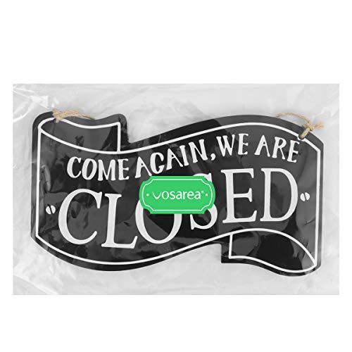 Wooden Double Sided Store Open and Closed Signs for Store Business or Home (Black)