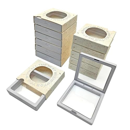 12 PCS Packaging Box 3D Floating Frame Display Stand, Packaging Display Box, Transparent Window Jewelry Case, Jewelry Gift Box, Storage Case，PE Film Anti-oxidation (Off White) - color: Off White