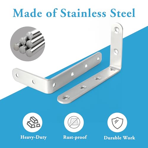 Alise 12Pcs Floating Shelf Brackets, 5x3in Heavy Duty L Bracket for Shelves - color: Brushed Nickel, size: (12P) 5x3x0.72 inch