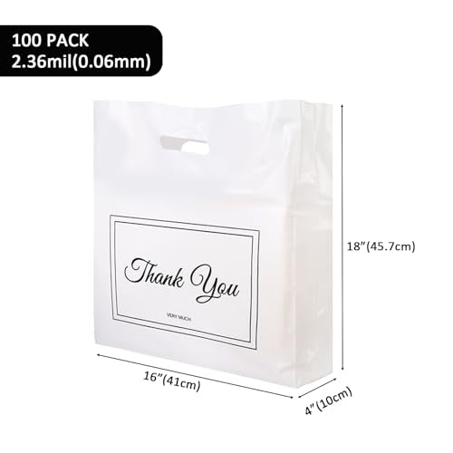 Belinlen 100Pcs 16x18 Inch Thank You Bags for Small Business|White - color: 16x18 Inch (100Pcs)white