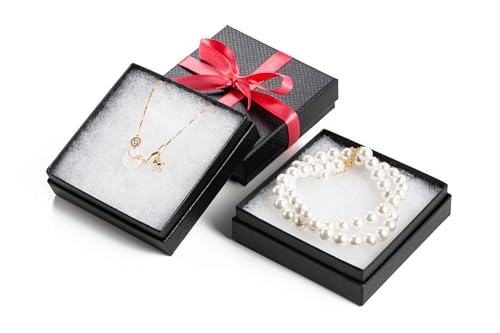 Magicool 20 Pack 3.5x3.5x1 Inch Cardboard Jewelry Boxes,Used for Necklaces,Bracelets,Earrings,Jewelry,Small Gift Packaging,Jewelry Gift Boxes with Lids and Filled with Cotton(Black) - color: Black, size: 3.5x3.5x1 Inch (Pack of 20)