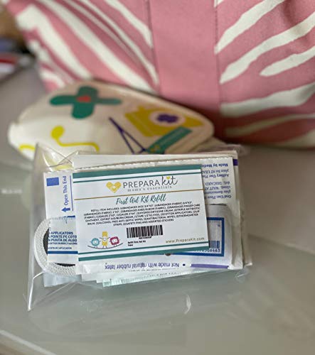 First Aid Kit Refill Bag - Extra Replacement First Aid Supplies, Fabric Latex Free Bandages, Ointments, Gauze, Wipes, Stickers...