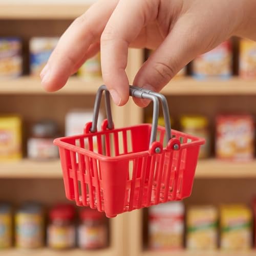 Kisangel 20Pcs Mini Shopping Baskets, Plastic Red Grocery Basket for Kids