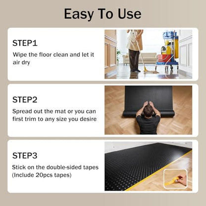 StellarStar 4x10 FT Garage Floor Mat, 2mm Thickened PVC Coin Pattern - color: Black(Coin), size: 4x10 FT