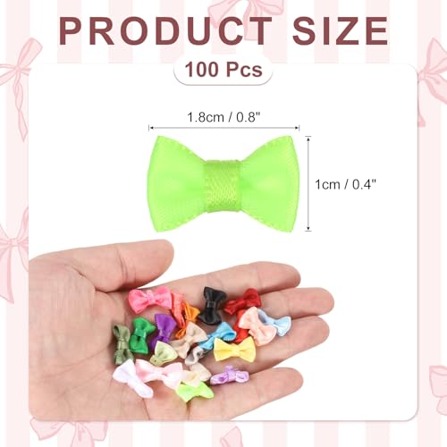 MECCANIXITY 100 Pcs Mini Ribbon Bow 0.8" Mini Fabric Satin Ribbon Flower Bows for Craft DIY Sewing Wedding Birthday Party, Fluorescent Green - color: Fluorescent Green