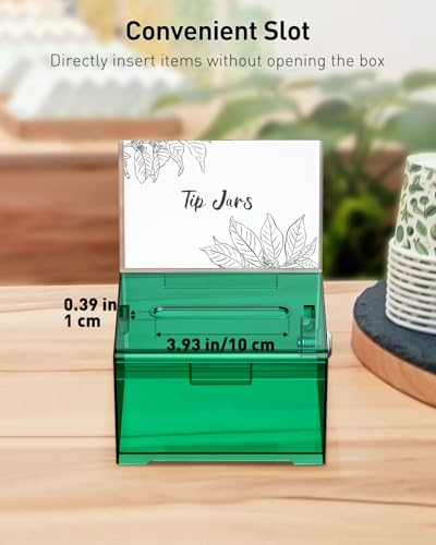Uniclife 6.2"x 5" x 4" Clear Green Acrylic Donation Box with Lock and Slot - color: Translucent Green, size: 1 Pack