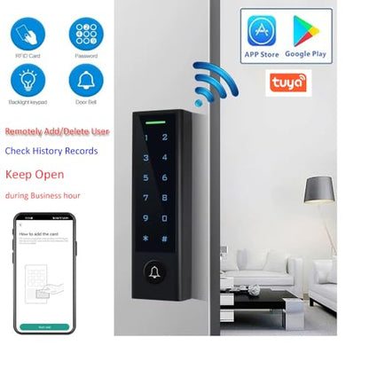 WiFi Remote Manage IP66 Watreproof Access Control Keypad 600lbs Magnetic Lock Push Exit Button Smart Phone App Remote ADD/Delete User - style: Smart Full Kit with Push Exit