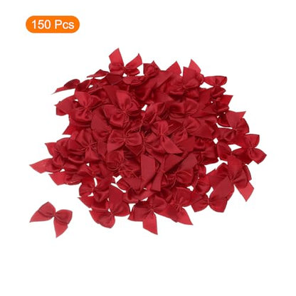 MECCANIXITY Mini Ribbon Bow 1" Mini Fabric Flower Bows Wine Red 150Pcs - color: Wine Red