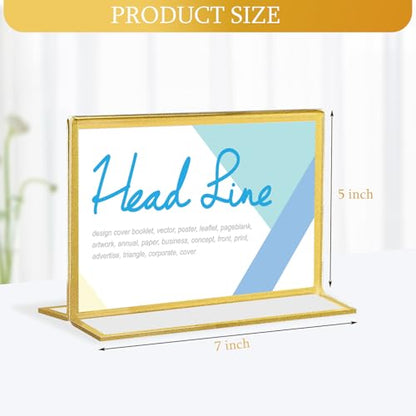 Hoteam 24 Pack 7 X 5 Inch Gold Acrylic Sign Holder Picture Frame - size: 7 x 5 Inch