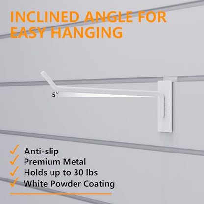 Black Slatwall Hooks,12 Inch, 25 PCS Slat Wall Hanging Hanger - color: White, size: 12 Inch