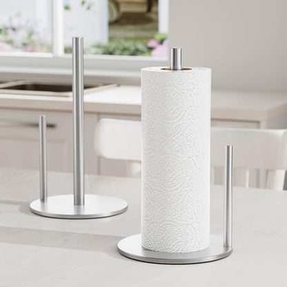 Paper Towel Holder Silver Stainless Steel Kitchen Countertop Roll Organizer - color: Silver