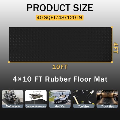 StellarStar 4x10 FT Garage Floor Mat, 2.8mm Thickened PVC Diamond Plate - color: Black, size: 4x10 FT