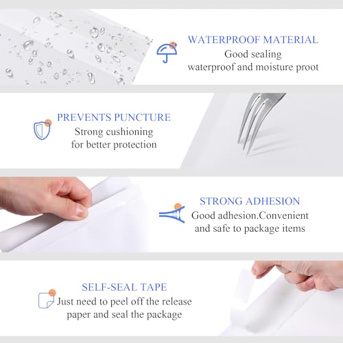 50 Pcs Kraft Bubble Mailers 3 Size Padded Envelopes, White - color: White