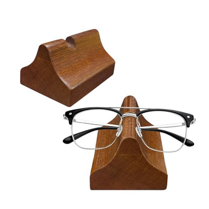 lotoo 2 Pcs Glasses Stand, Wood Eyeglasses Holder for Desk , Sunglasses Display Case for Home, Office, Desk, Countertop, Nightstand
