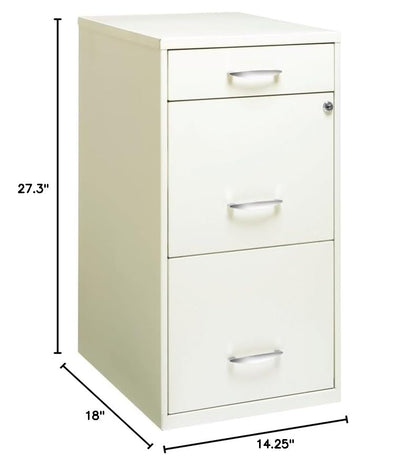Pemberly Row 3 Drawers 27.32" Vertical White Metal Filing Cabinet Lockable Pre-Assembled Stationary Letter Size for Home, Office - color: White