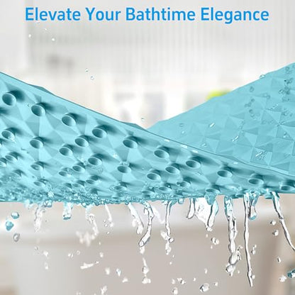 Non Slip Bathtub Mat for Bath Tub Shower - 241 Vacuum Suction Cups - color: Blue, size: 28" x 16" (Rectangular)