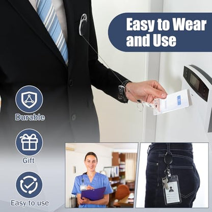 Laumoi 350 Pcs Retractable Badge Holder Reel with Belt Clip Key Ring,None - color: Black