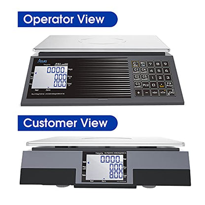 ACLAS Digital Price Computing Scale NTEP Certified Legal for Trade 60lbs 0.02lb Commercial Retail Scales w/LCD Dual Screen Displays for Food, Meat, Deli, Fruit Market Dry Cell Battery Powered - size: 60 lb