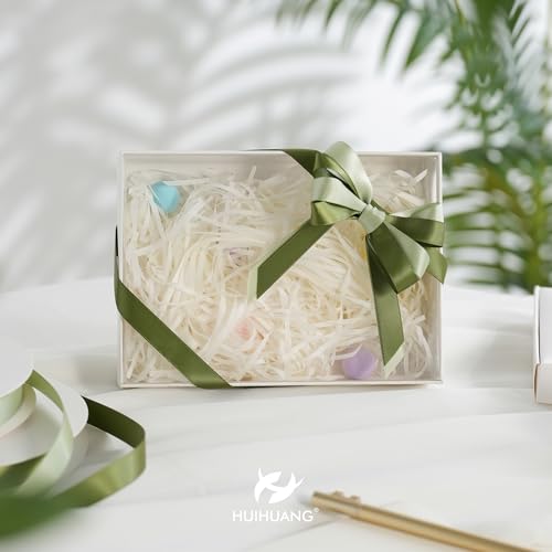 HUIHUANG 1/2 inch Moss Green Double-Faced Satin Ribbon Continuous 50 Yards - color: Moss Green, size: 1/2 inch