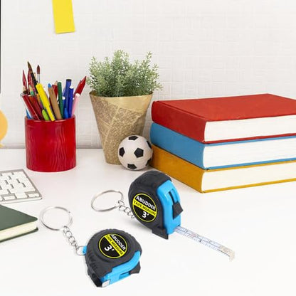 18 Pack Small Tape Measure Keychains - Mini Tape Measures Retractable,Pocket Measurement Tape Bulk Easy Read 3 Feet - color: Blue