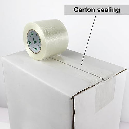 BOMEI PACK Wide Strapping Tape, 4Inch Heavy Duty Reinforced Packing Tape, Fiberglass Filament 60yds 5.5Mil - size: 100mm x 60y/1roll