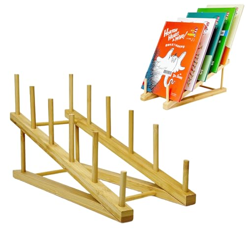 Wooden Book Display Stand Holder, 5-Tier Magazine Rack Organizer - color: Natural-1 Pc
