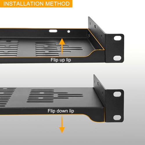 RIVECO 2 PCS 8” Rack Shelves for 19 inches Network Rack & Cabinets, 1U Rack Mount Shelf Vented Cantilever Tray, for Server, IT & Sound Equipment - size: 8"